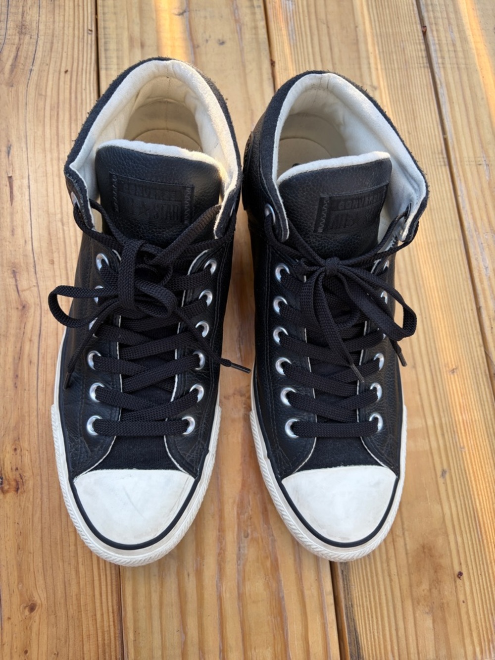 Black High-Top Canvas Sneakers with White Toe